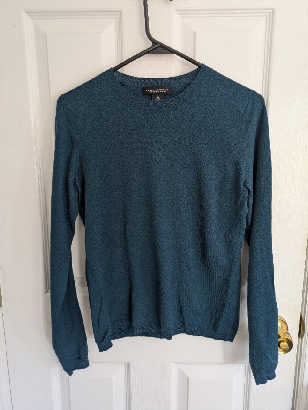 Banana Republic Women’s Lightweight Washable Blue Green Sweater Merino Wool Sz M
